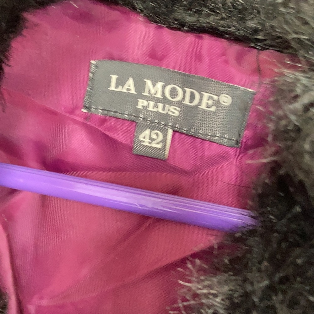La mode plus size detachable faux fur collar quilted coat w belt 42 - Picture 12 of 17